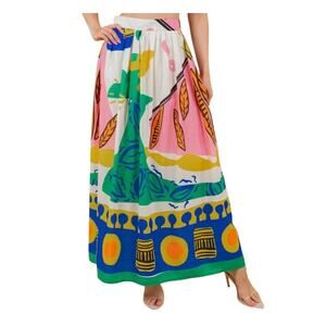 SundayUp XL NEW Clara Maxi Midi Skirt Artsy Colorful Fun Bright Boho tropical